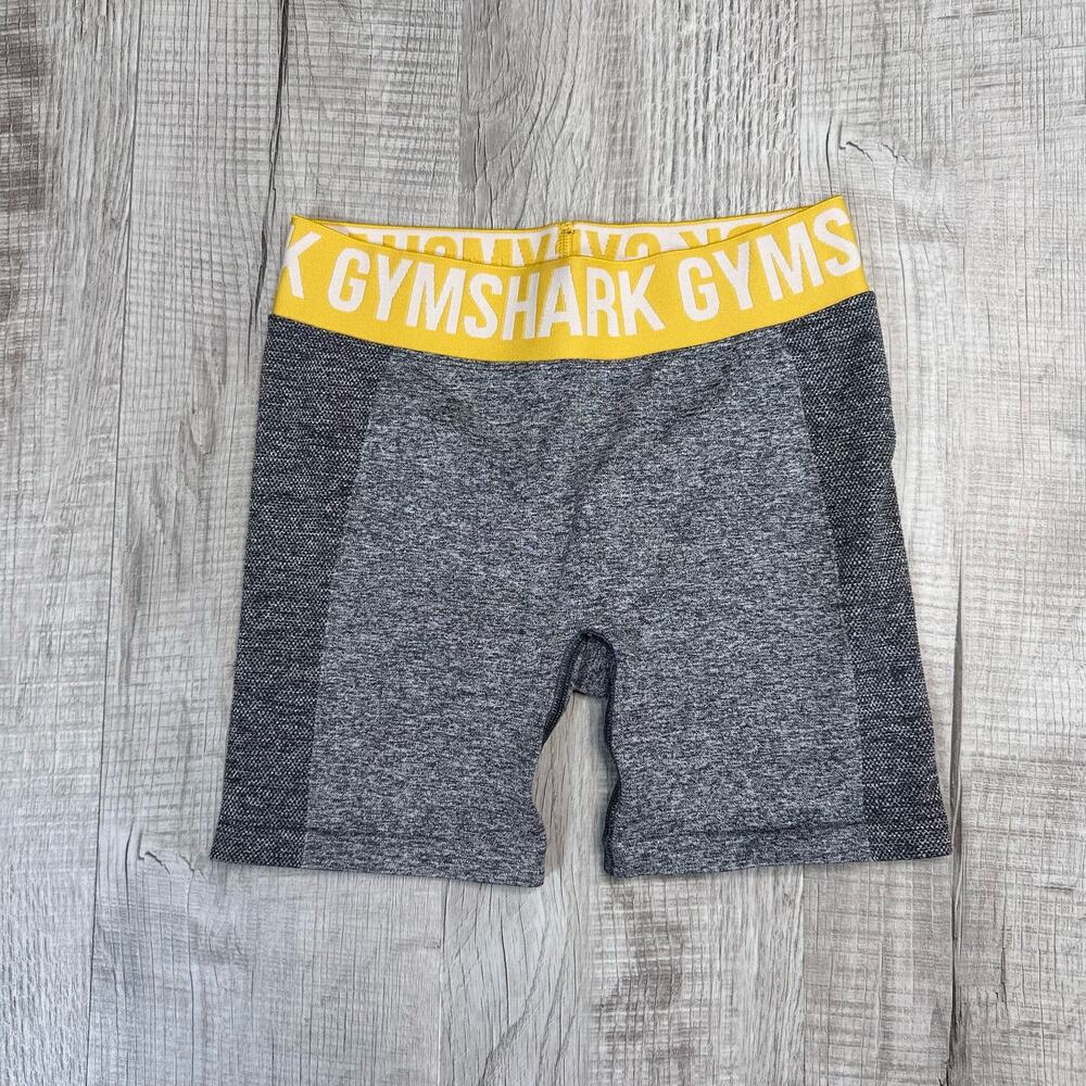 Gymshark Gray/Yellow Workout Bike Shorts Womens Small Pull On Exercise Athletica